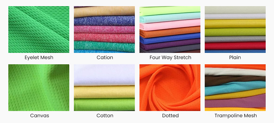 Custom team uniforms fabric options quick dry polyester mesh and stretch materials